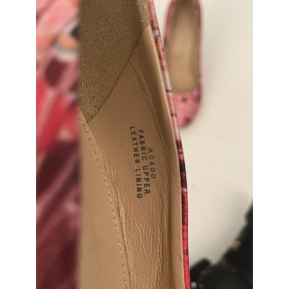 J.Crew Fabric Leather Pink Floral Made in Italy Pointy Toe Pumps Heels Women's 7 - Picture 9 of 10